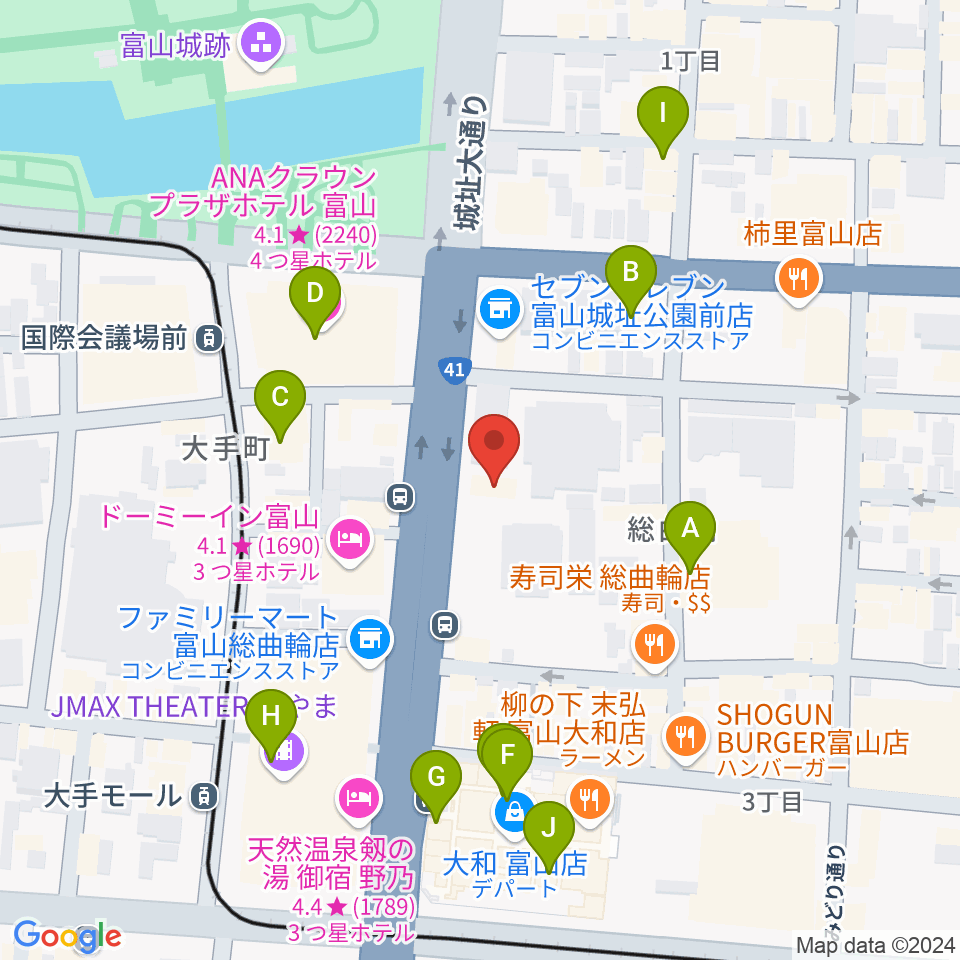 ミヤコ楽器店周辺のカフェ一覧地図