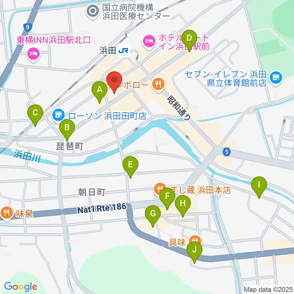 みずほ楽器周辺のカフェ一覧地図