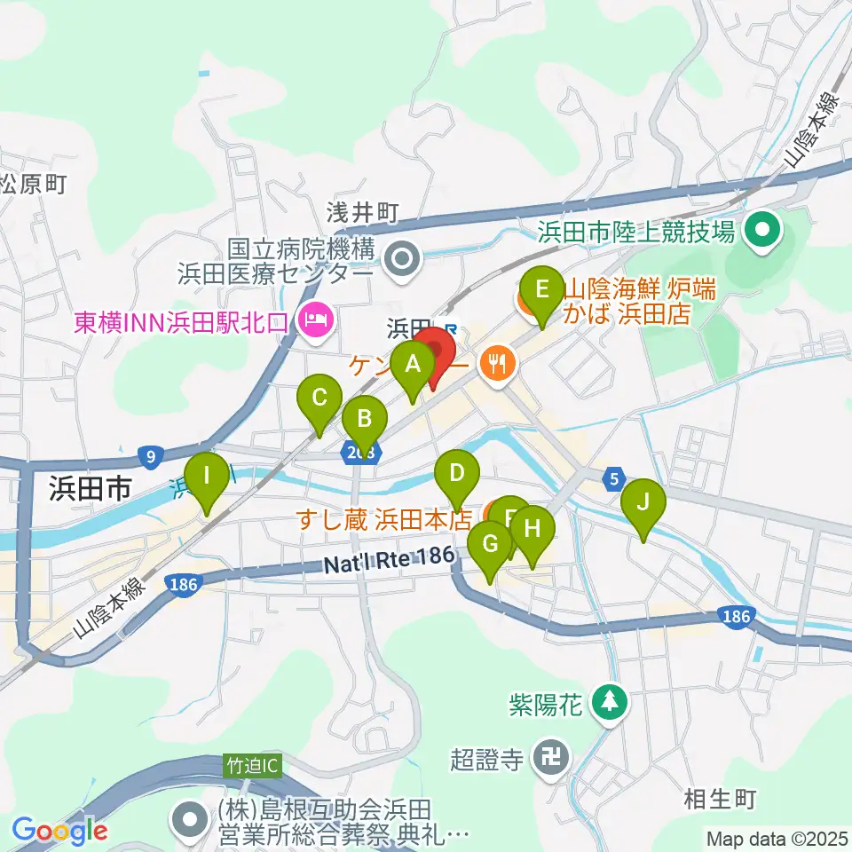 みずほ楽器周辺のカフェ一覧地図