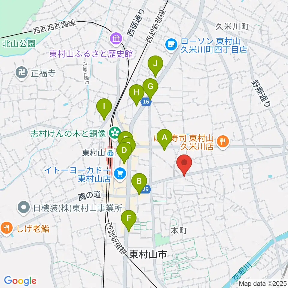 ムラコシ楽器店周辺のカフェ一覧地図