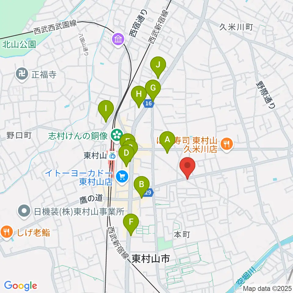 ムラコシ楽器店周辺のカフェ一覧地図