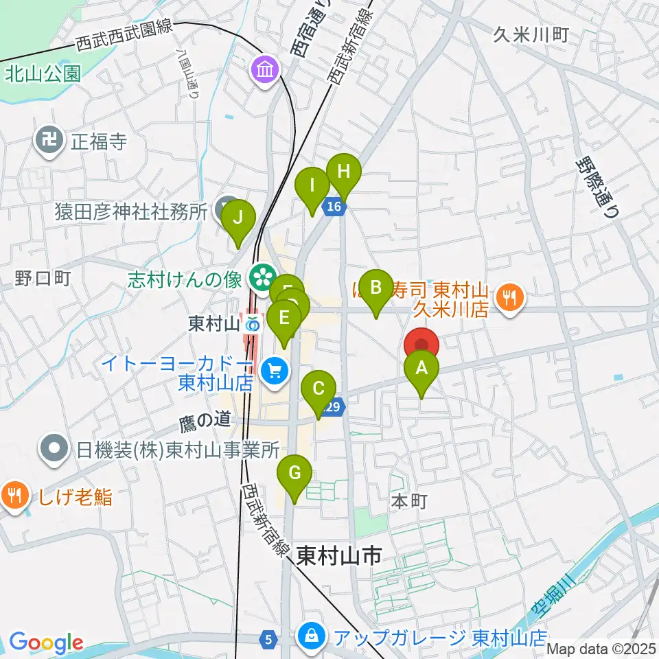 ムラコシ楽器店周辺のカフェ一覧地図