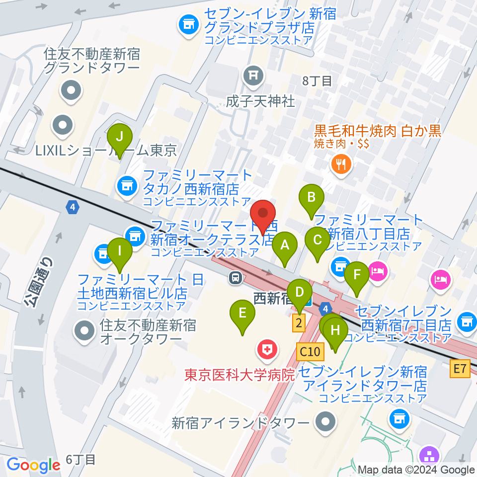 村松楽器 新宿店周辺のカフェ一覧地図