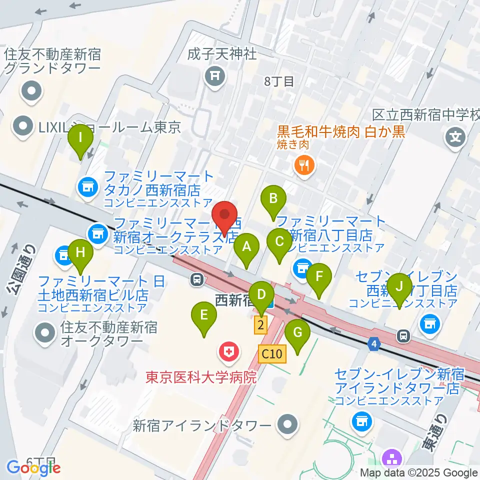 村松楽器 新宿店周辺のカフェ一覧地図