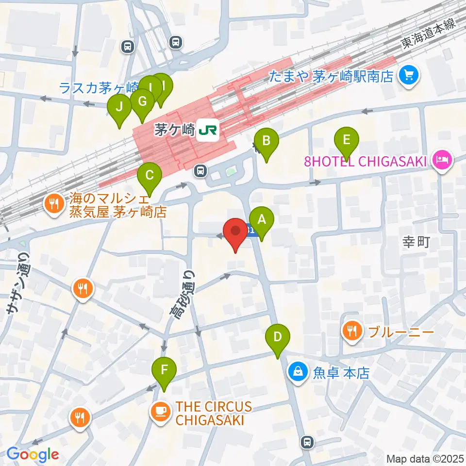 長谷川楽器本店周辺のカフェ一覧地図