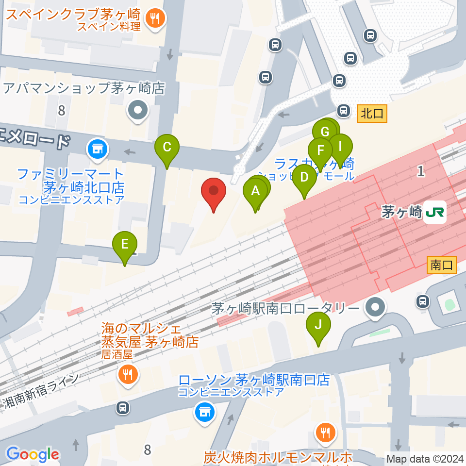 長谷川楽器北口店周辺のカフェ一覧地図