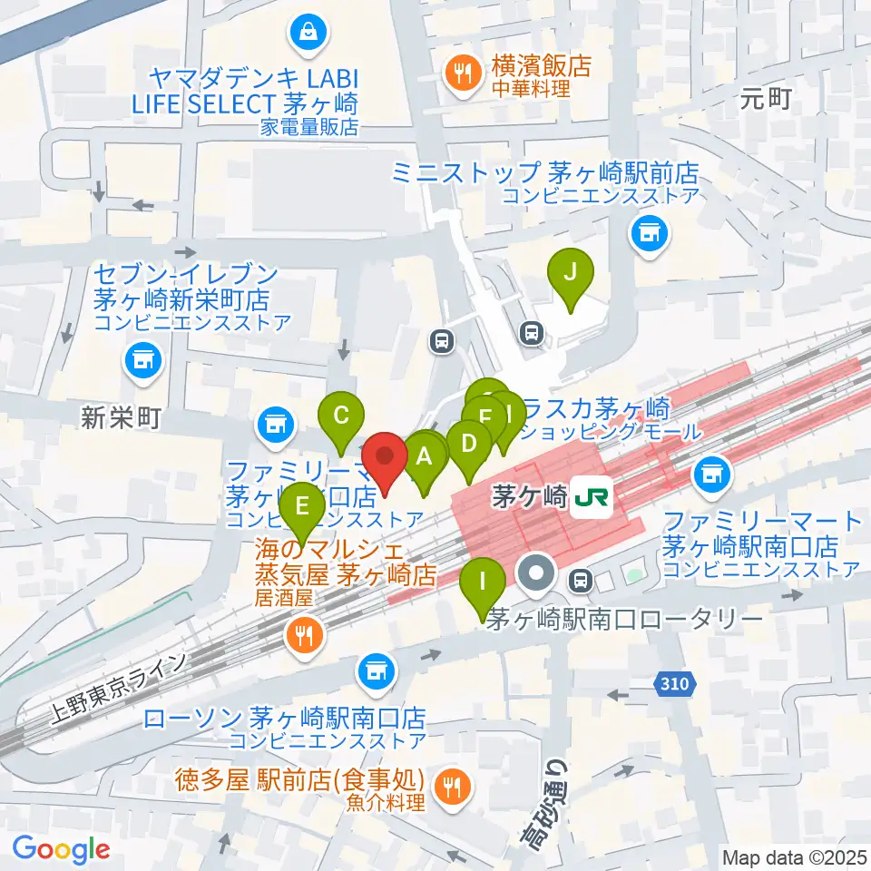 長谷川楽器北口店周辺のカフェ一覧地図
