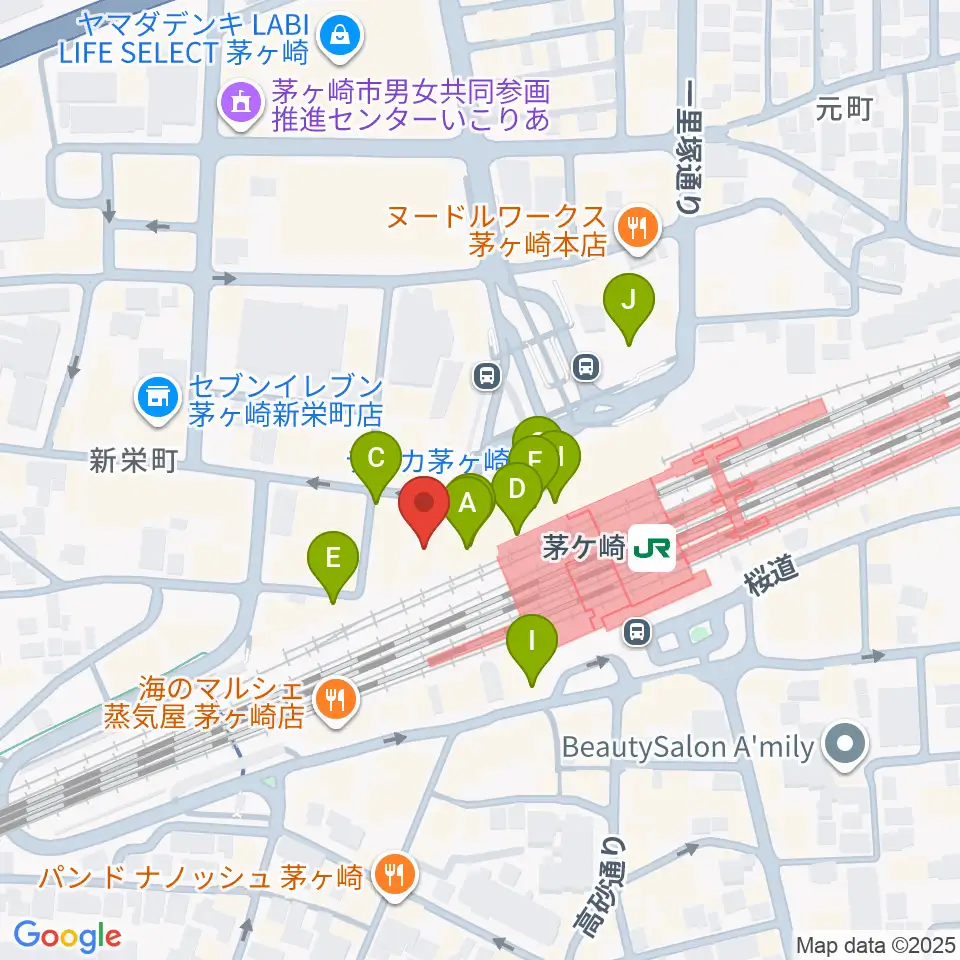 長谷川楽器北口店周辺のカフェ一覧地図