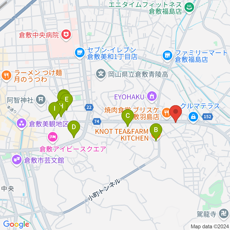 六ツ森楽器店周辺のカフェ一覧地図