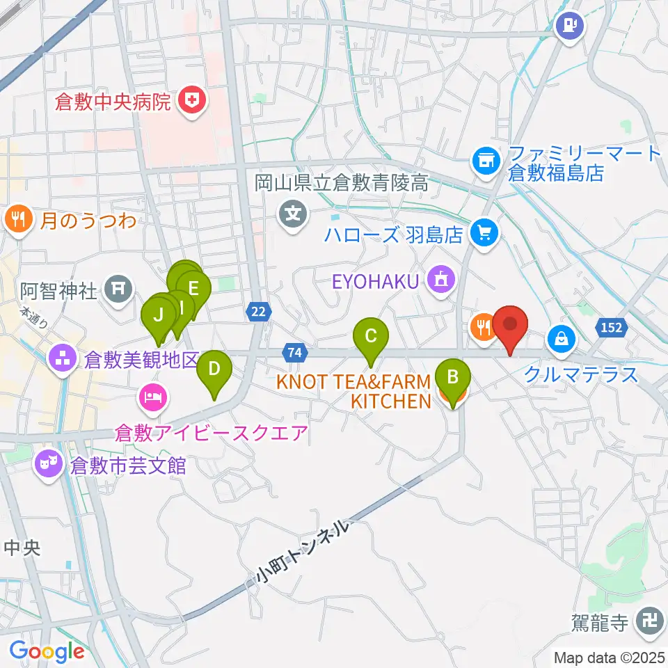 六ツ森楽器店周辺のカフェ一覧地図