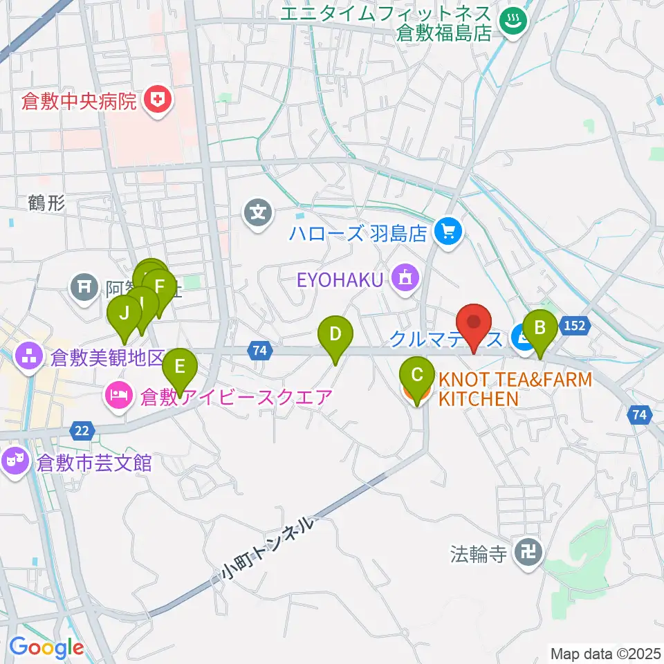 六ツ森楽器店周辺のカフェ一覧地図
