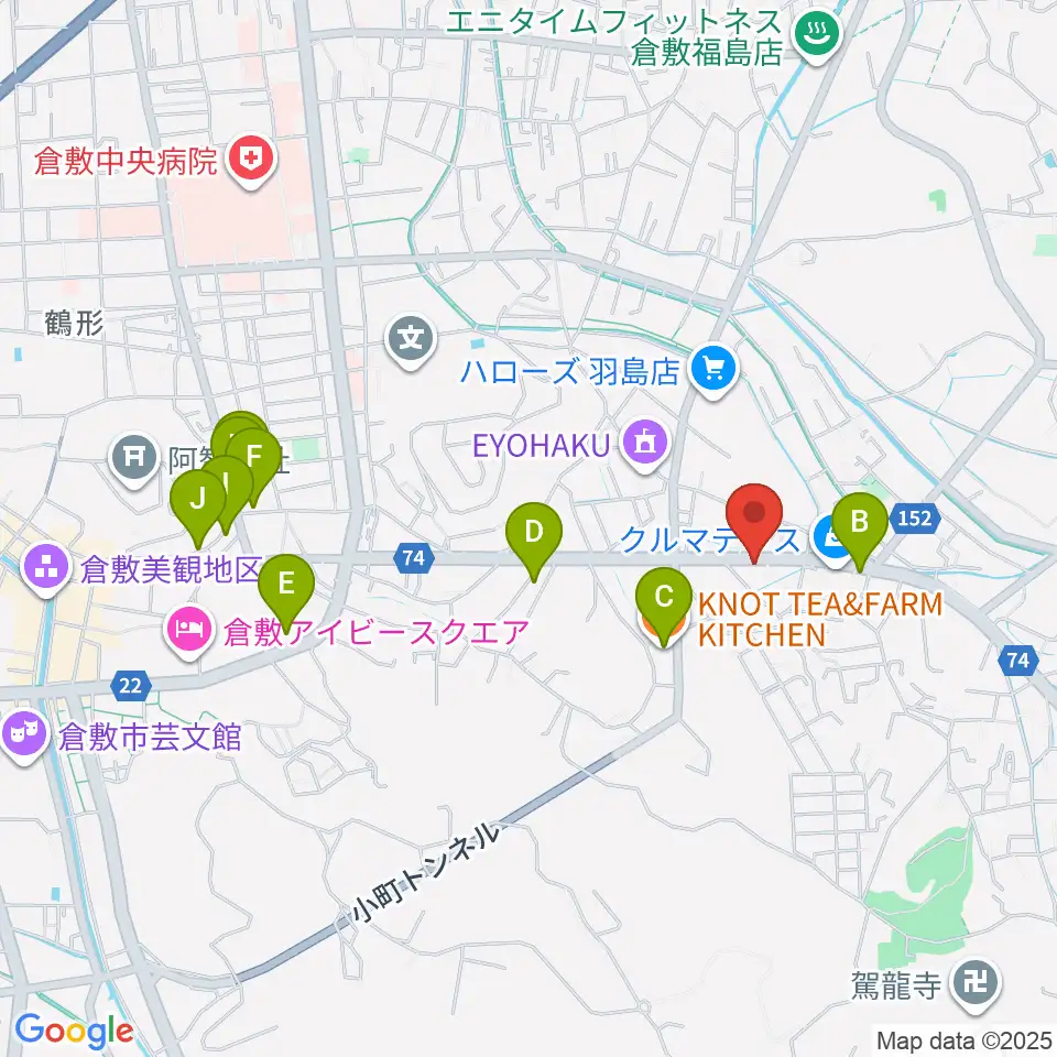 六ツ森楽器店周辺のカフェ一覧地図