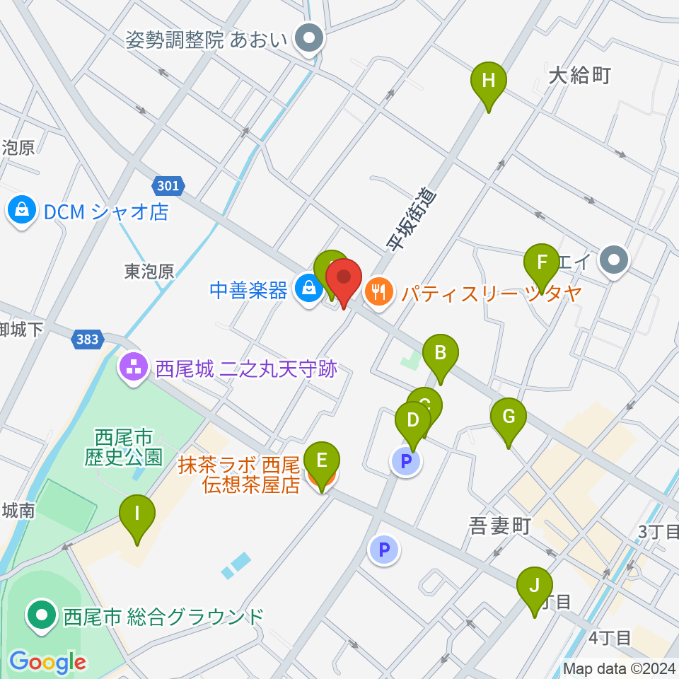 中善楽器周辺のカフェ一覧地図