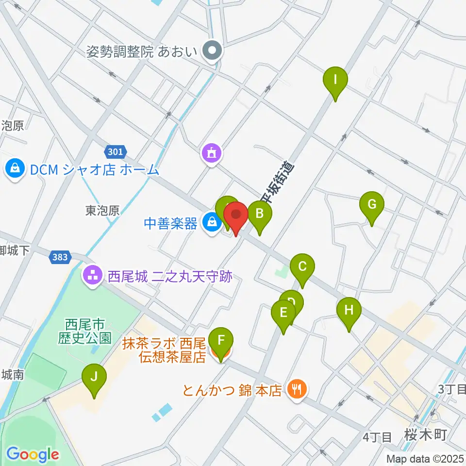 中善楽器周辺のカフェ一覧地図