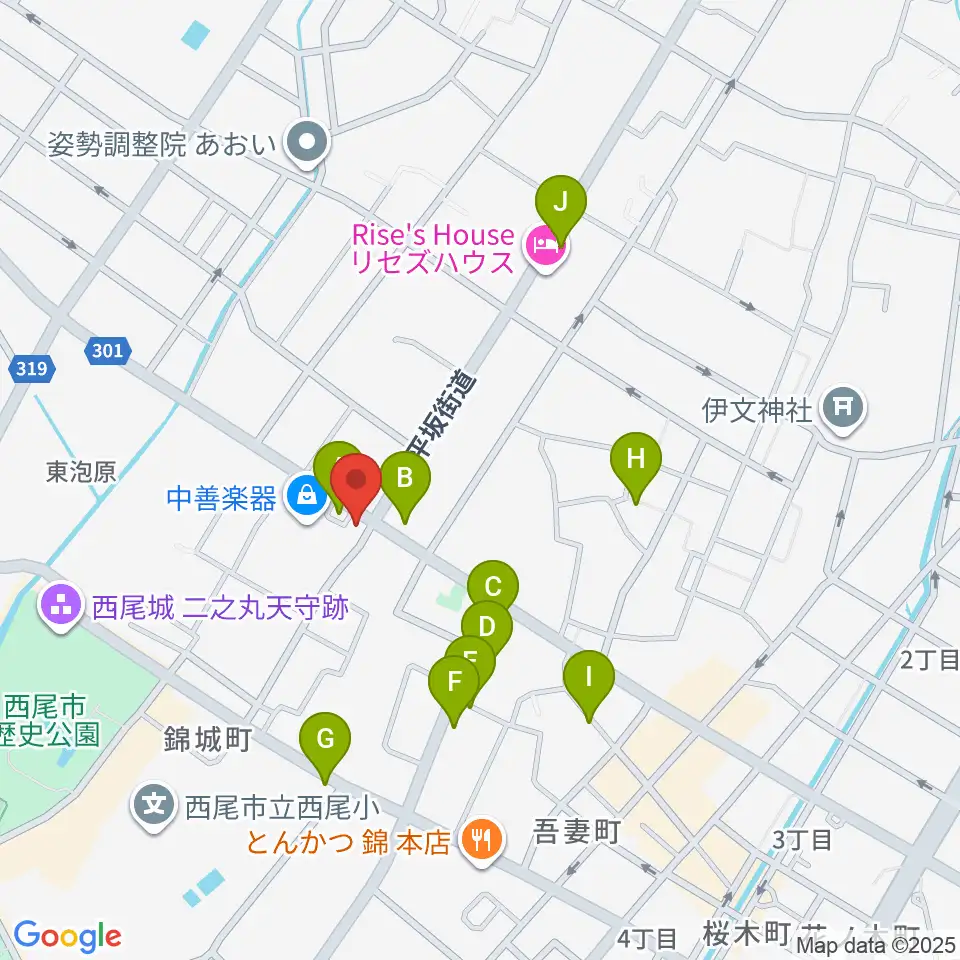 中善楽器周辺のカフェ一覧地図