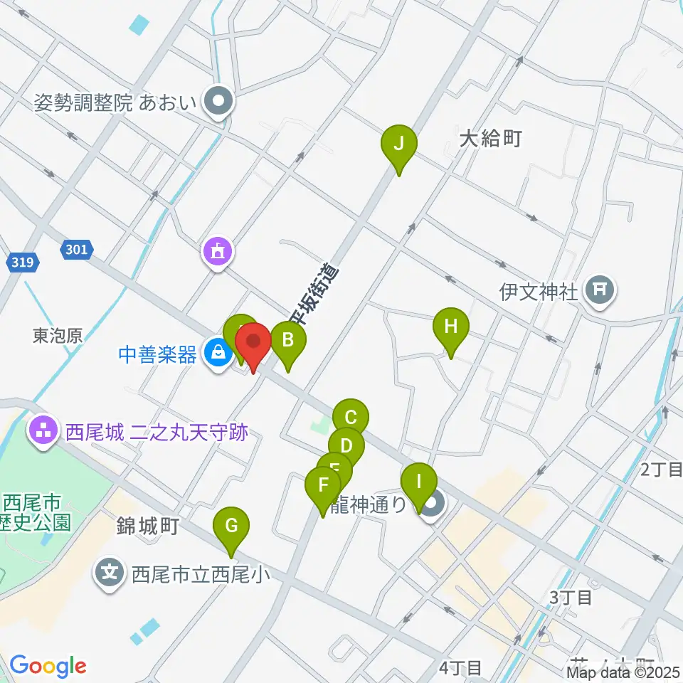 中善楽器周辺のカフェ一覧地図