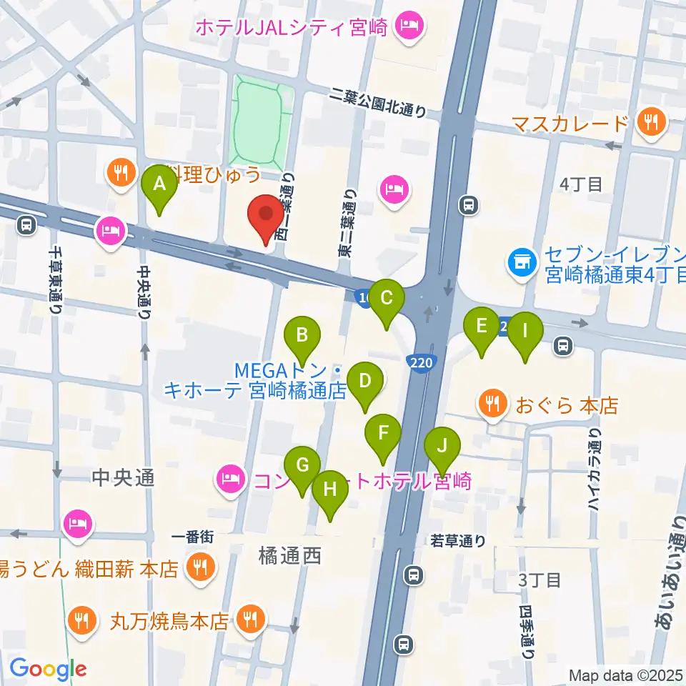 西村楽器 micc本店周辺のカフェ一覧地図