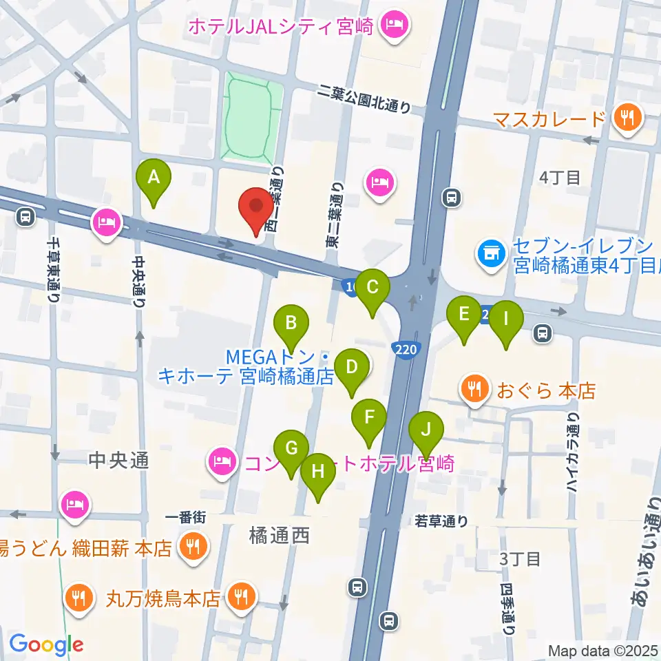 西村楽器 micc本店周辺のカフェ一覧地図