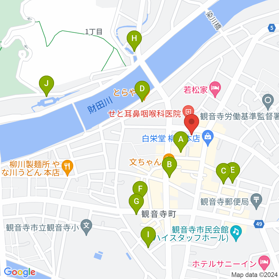 オオサカヤ 観音寺本店周辺のカフェ一覧地図
