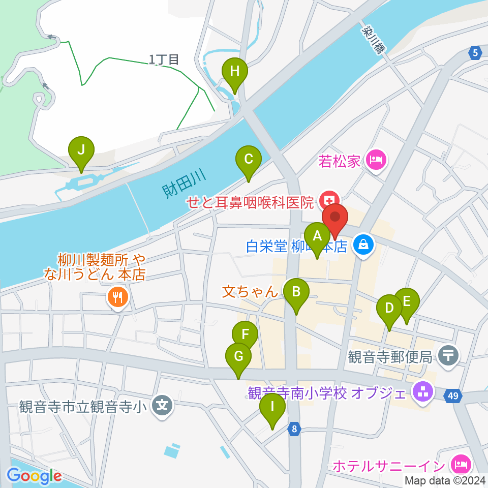 オオサカヤ 観音寺本店周辺のカフェ一覧地図