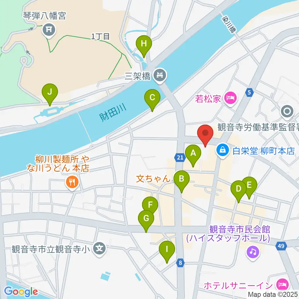 オオサカヤ 観音寺本店周辺のカフェ一覧地図