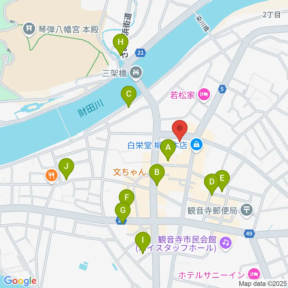オオサカヤ 観音寺本店周辺のカフェ一覧地図