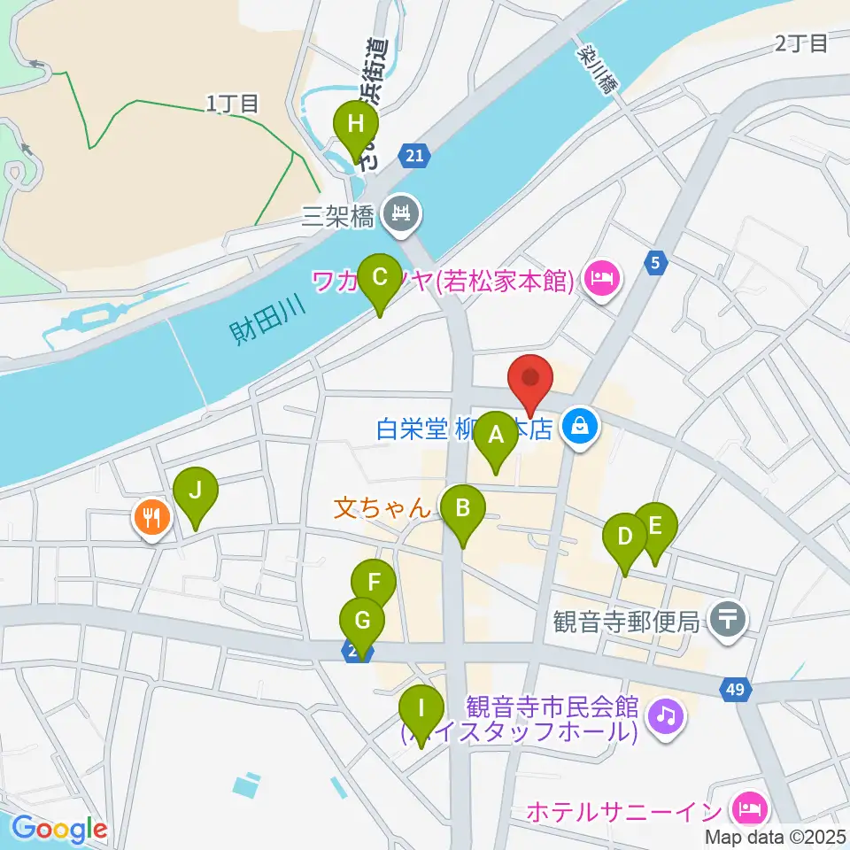 オオサカヤ 観音寺本店周辺のカフェ一覧地図