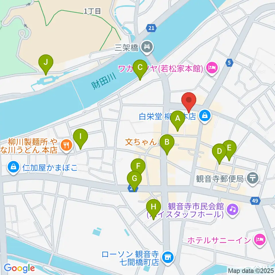 オオサカヤ 観音寺本店周辺のカフェ一覧地図