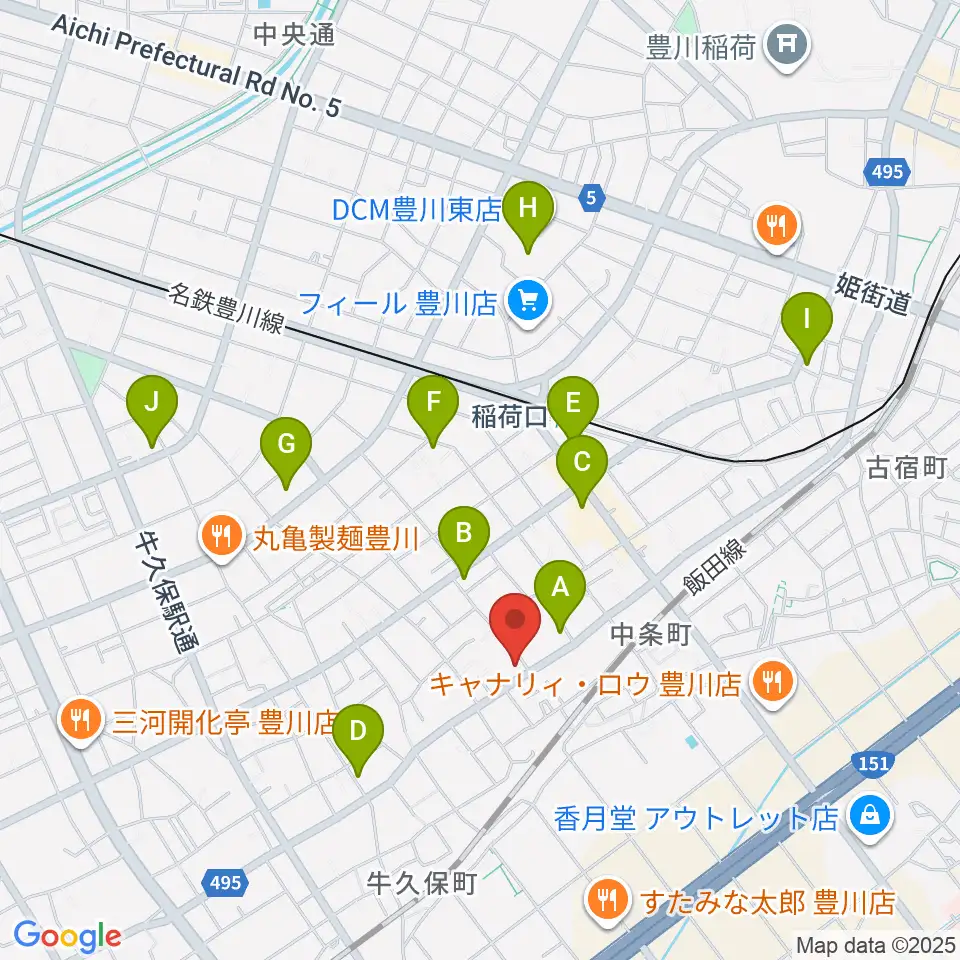 オリエント楽器 豊川店周辺のカフェ一覧地図