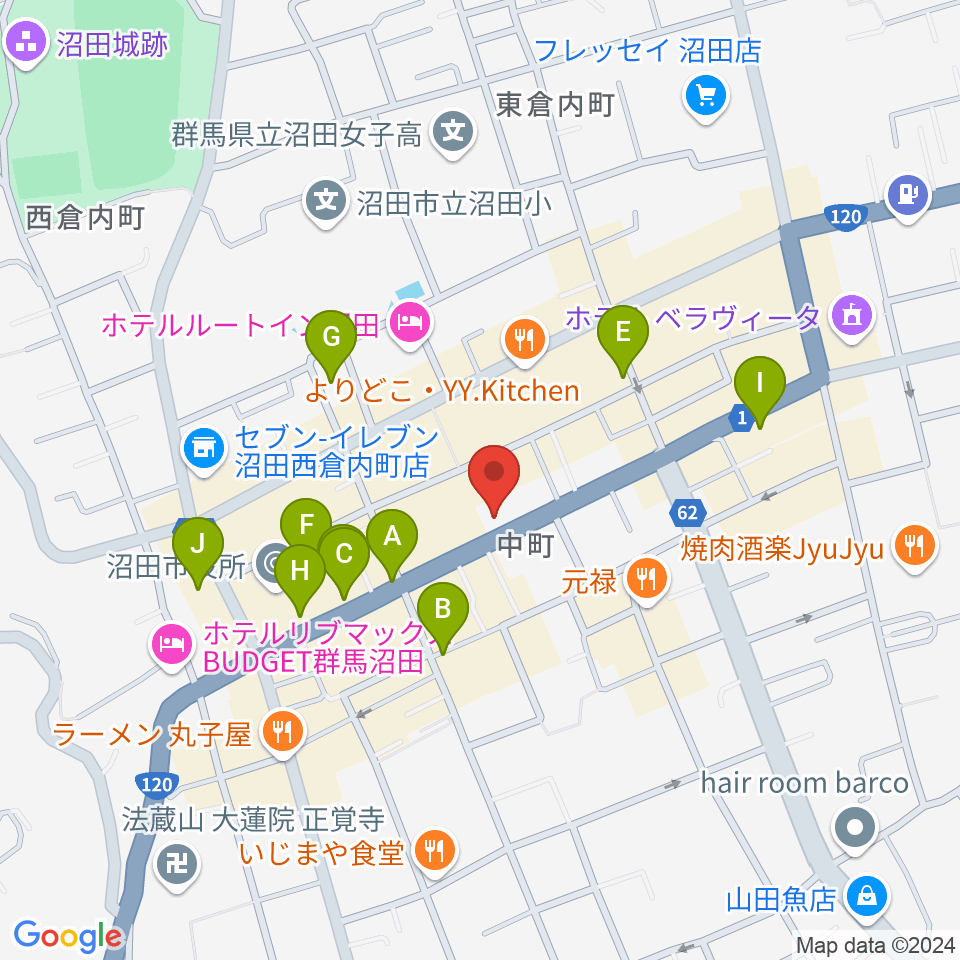 小池楽器店周辺のカフェ一覧地図