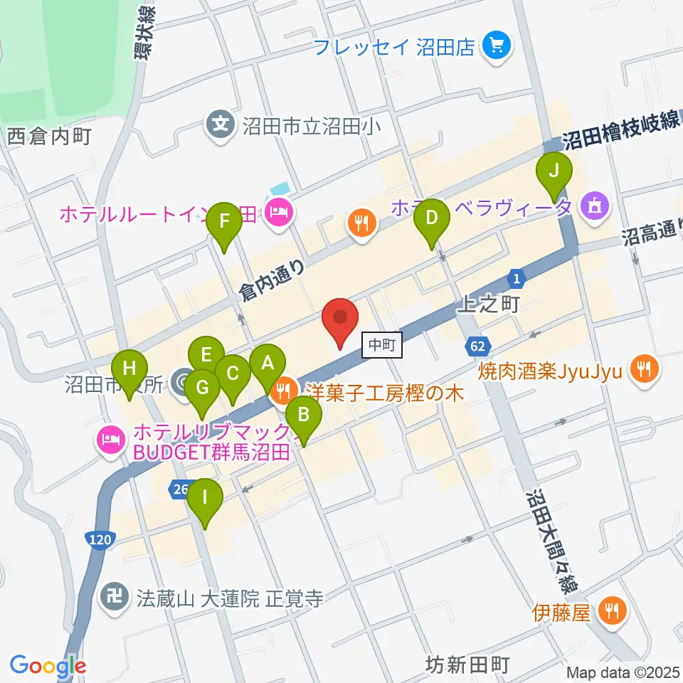 小池楽器店周辺のカフェ一覧地図