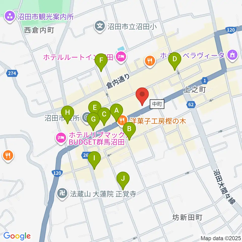 小池楽器店周辺のカフェ一覧地図