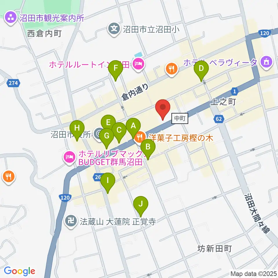 小池楽器店周辺のカフェ一覧地図