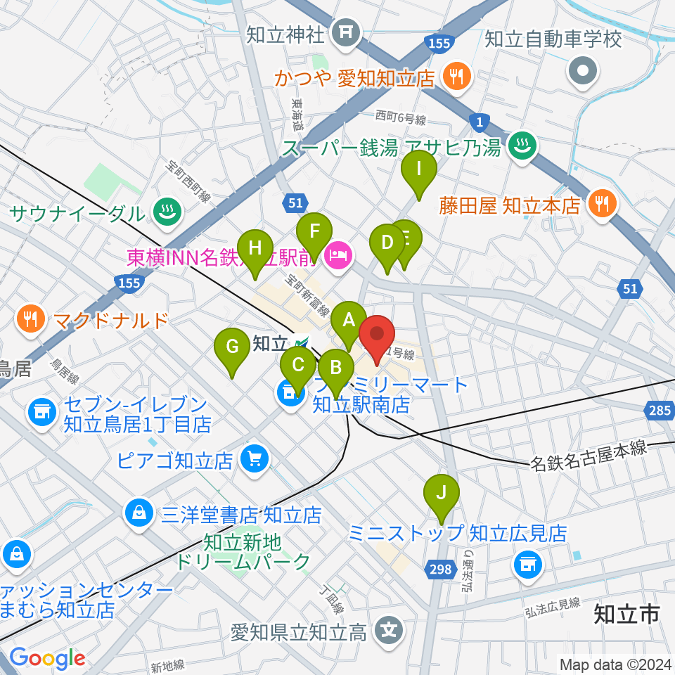 ピアノ百貨知立店周辺のカフェ一覧地図