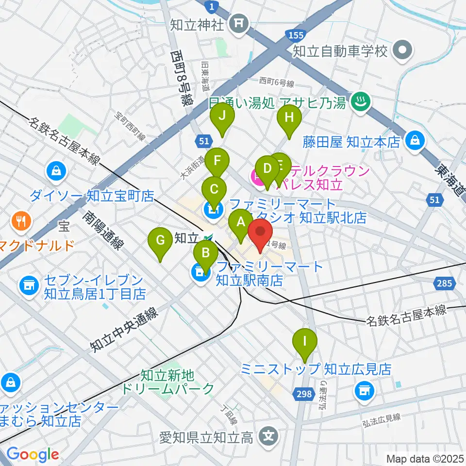 ピアノ百貨知立店周辺のカフェ一覧地図