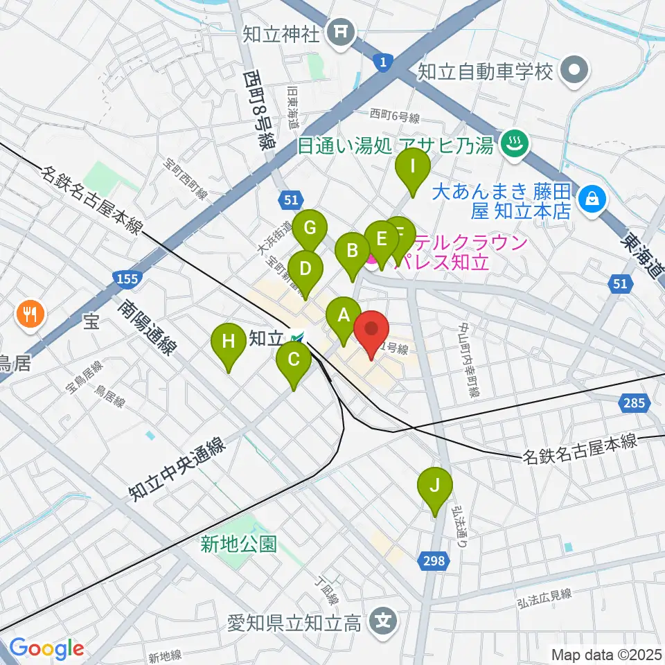 ピアノ百貨知立店周辺のカフェ一覧地図