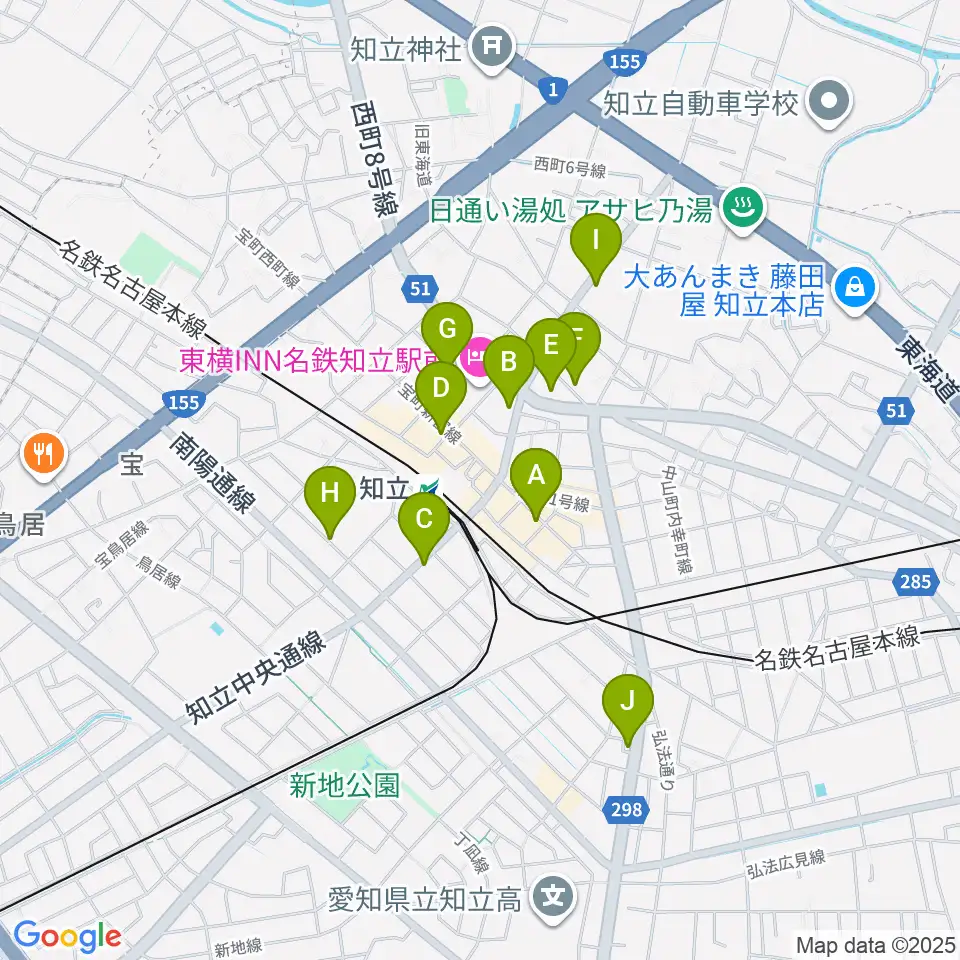 ピアノ百貨知立店周辺のカフェ一覧地図