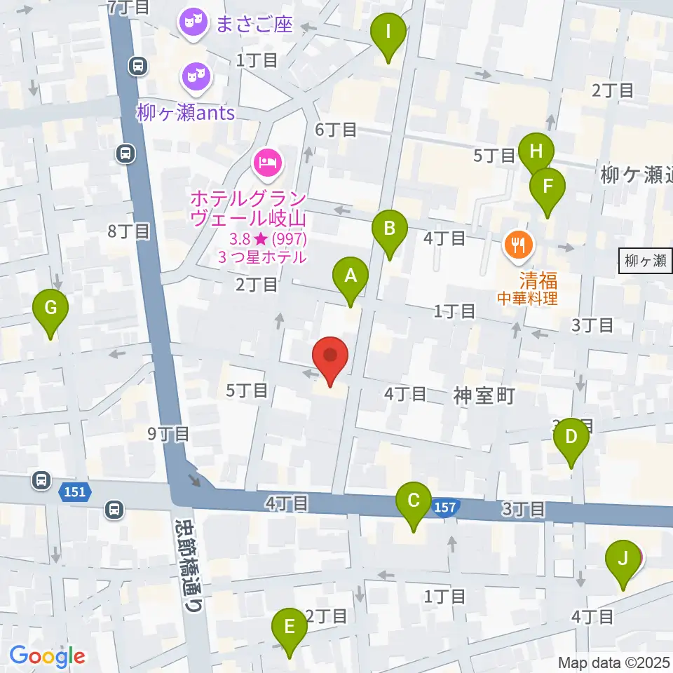 ピアノ百貨 岐阜店周辺のカフェ一覧地図