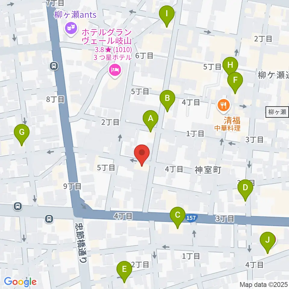 ピアノ百貨 岐阜店周辺のカフェ一覧地図