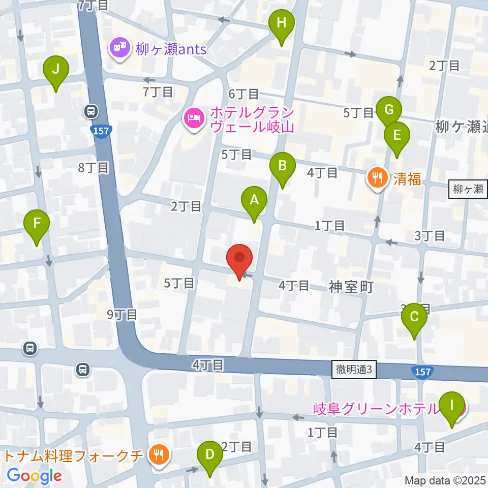 ピアノ百貨 岐阜店周辺のカフェ一覧地図
