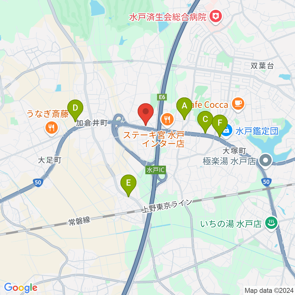 ピアノハウス水戸周辺のカフェ一覧地図