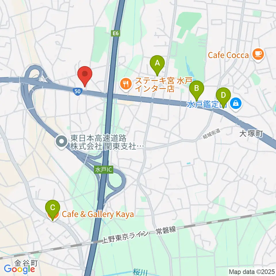 ピアノハウス水戸周辺のカフェ一覧地図