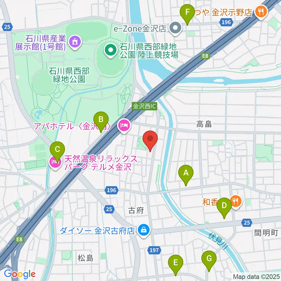 ピアノ工房カナザワ周辺のカフェ一覧地図