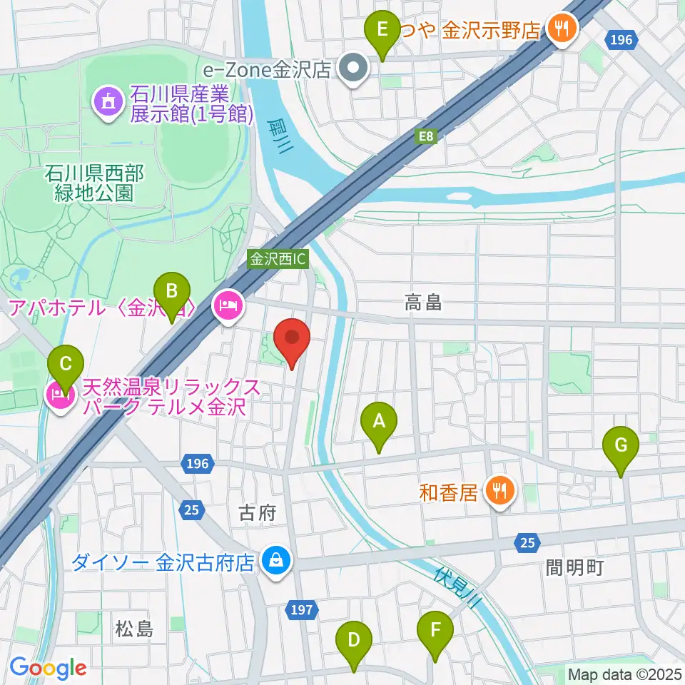 ピアノ工房カナザワ周辺のカフェ一覧地図