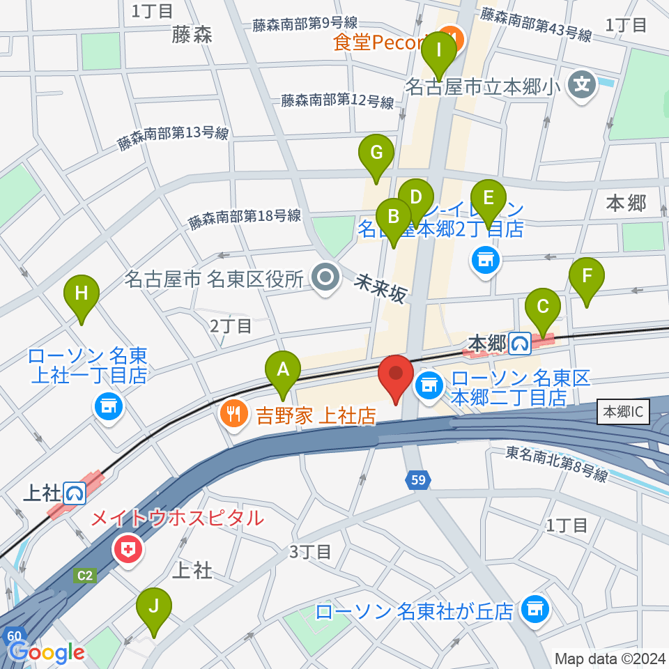 ピアノ百貨名古屋店周辺のカフェ一覧地図