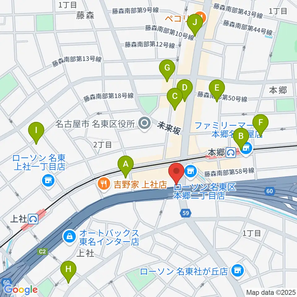 ピアノ百貨 名古屋店周辺のカフェ一覧地図