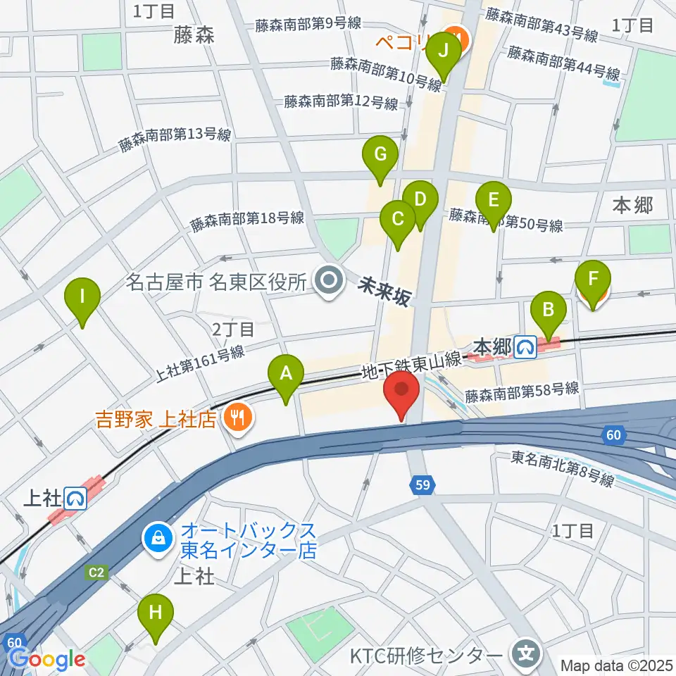 ピアノ百貨 名古屋店周辺のカフェ一覧地図