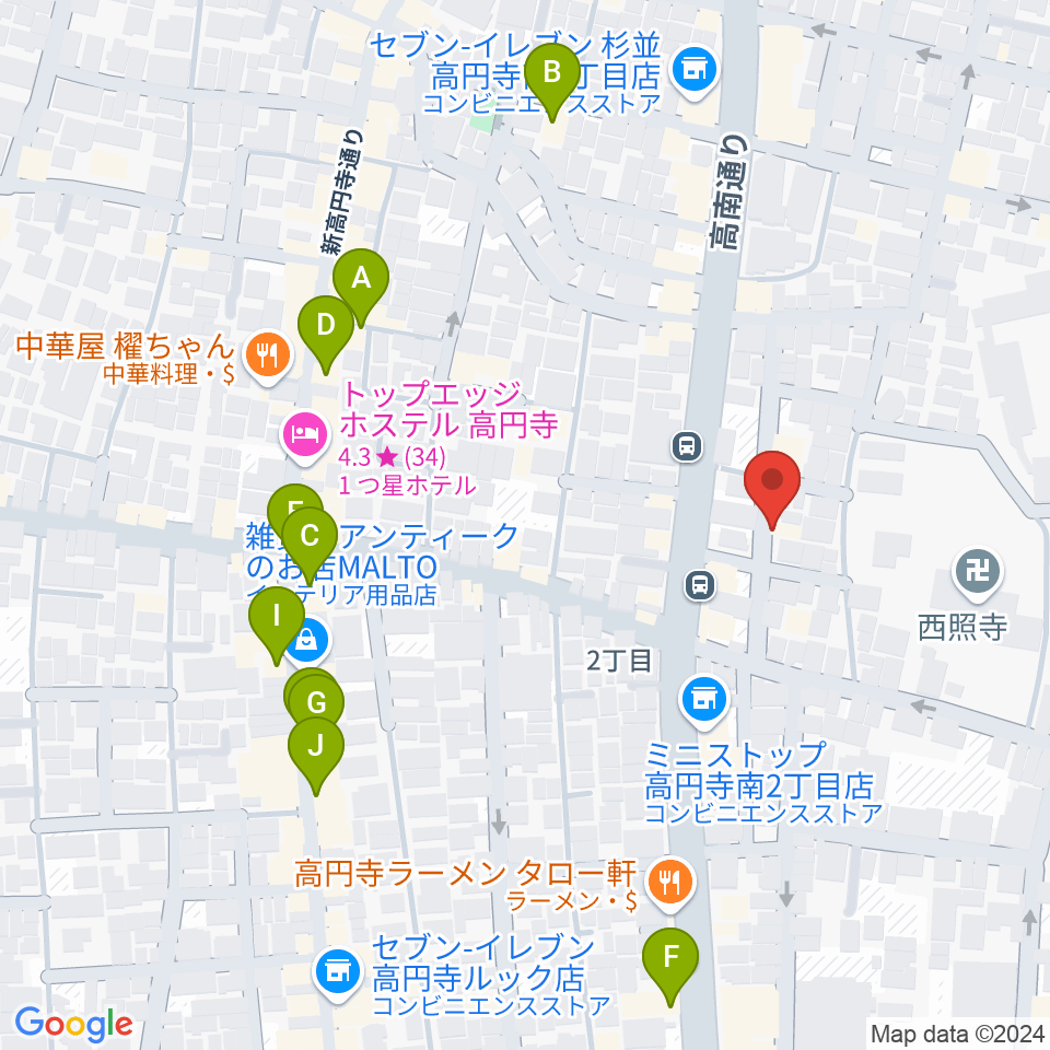 佐々木ヴァイオリン製作工房周辺のカフェ一覧地図