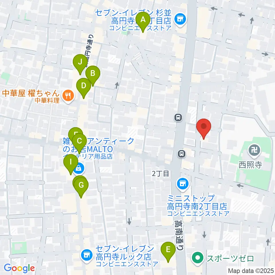 佐々木ヴァイオリン製作工房周辺のカフェ一覧地図