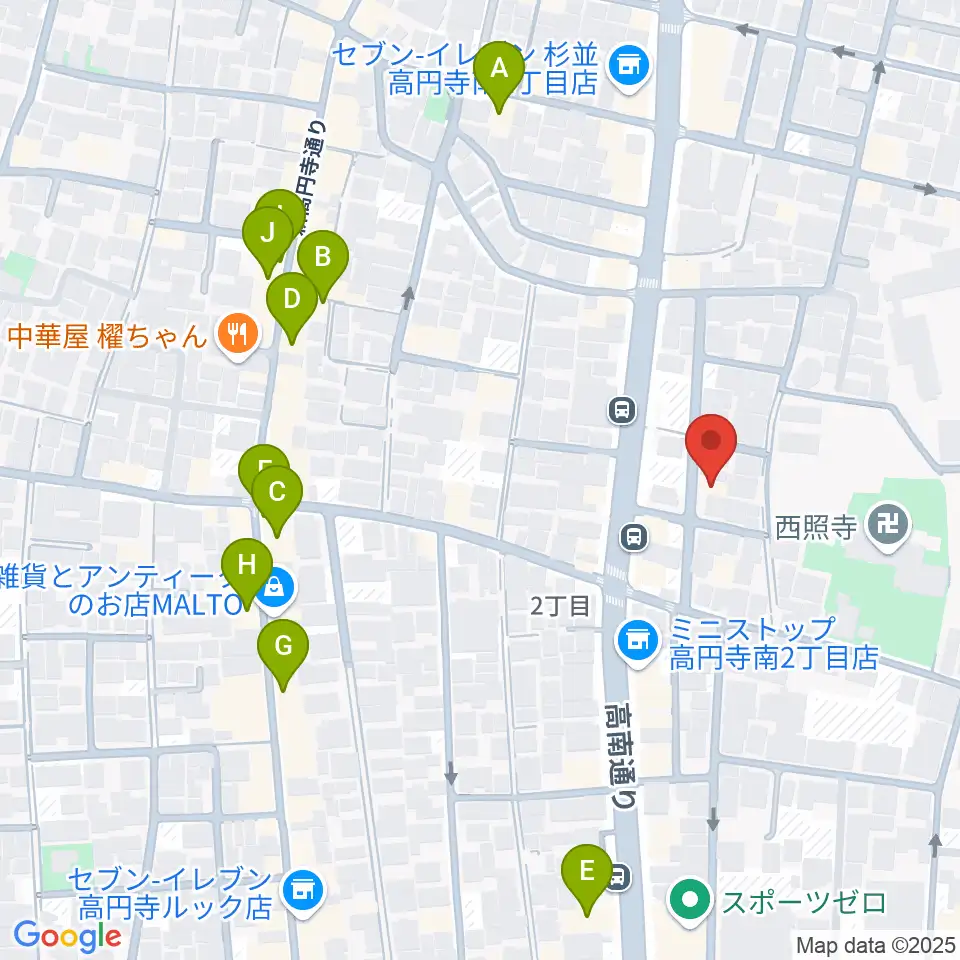 佐々木ヴァイオリン製作工房周辺のカフェ一覧地図